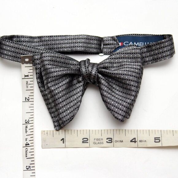 Men's Self-tied Bow Tie 100%Silk Big Butterfly S634 grey Ornament - Picture 15 of 16